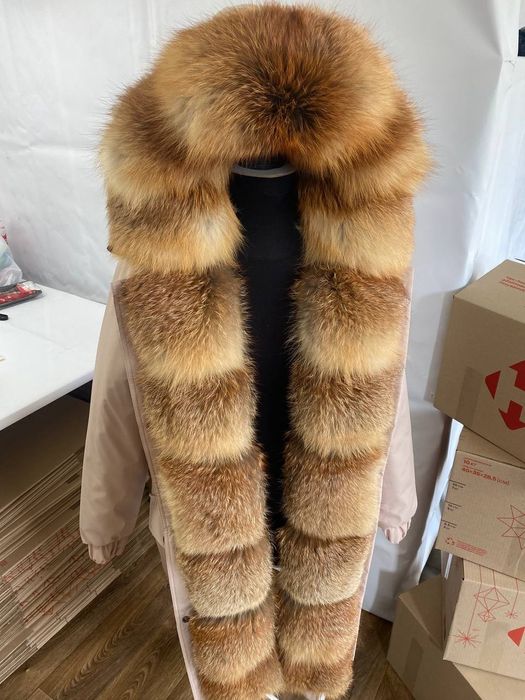 Женская зимняя парка куртка с натуральным мехом степной лисы, 42-60 рр