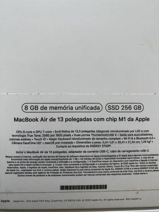 MacBook Air M1 13” Space Grey (2021) - 8GB / 256GB - 104 ciclos