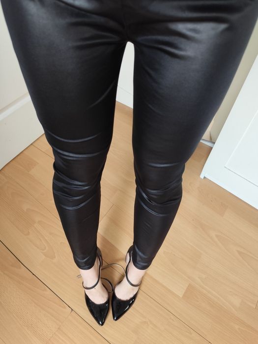 Leginsy legginsy imitacja skóry lateks