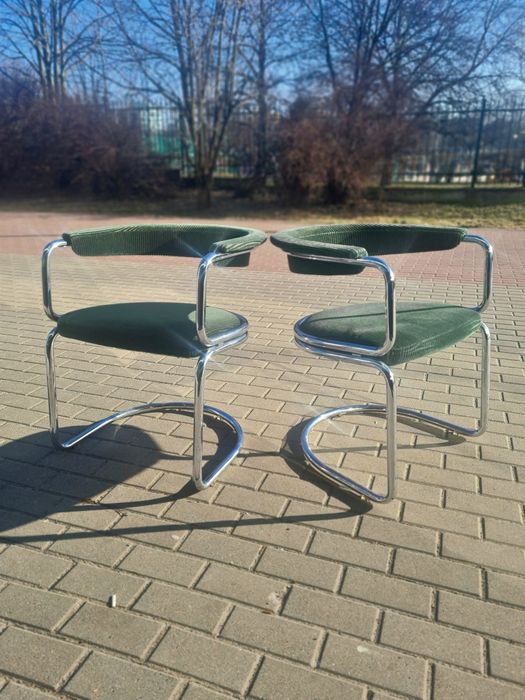 Krzesło w chromie proj.Giotto Stoppino Włochy lata 70 Bauhaus