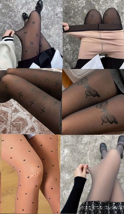 Колготи капронки щільні в сердечко на осінь, бантики, метелики