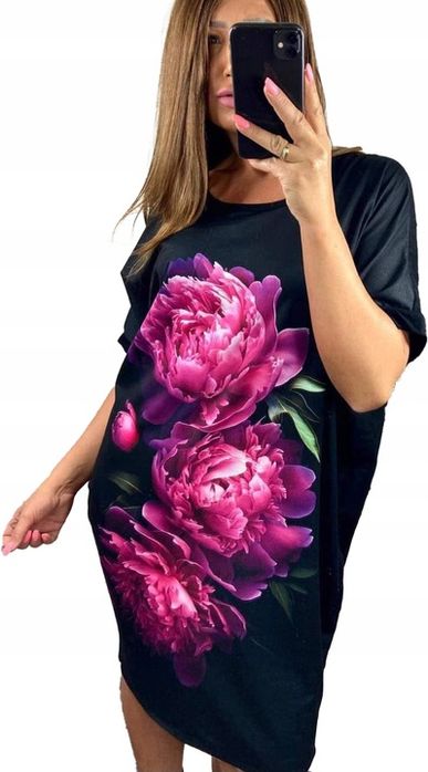 Tunika Bawełniana Elegancka Długa Sukienka Duże Rozmiary Kolory Rozmia