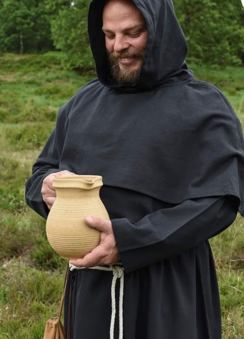 Szata mnicha z kapturem strój LARP z sznurkiem – Brąz L/XL