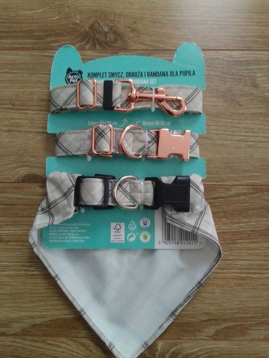 Komplet do psa smycz, obroża i bandana rozmiar L