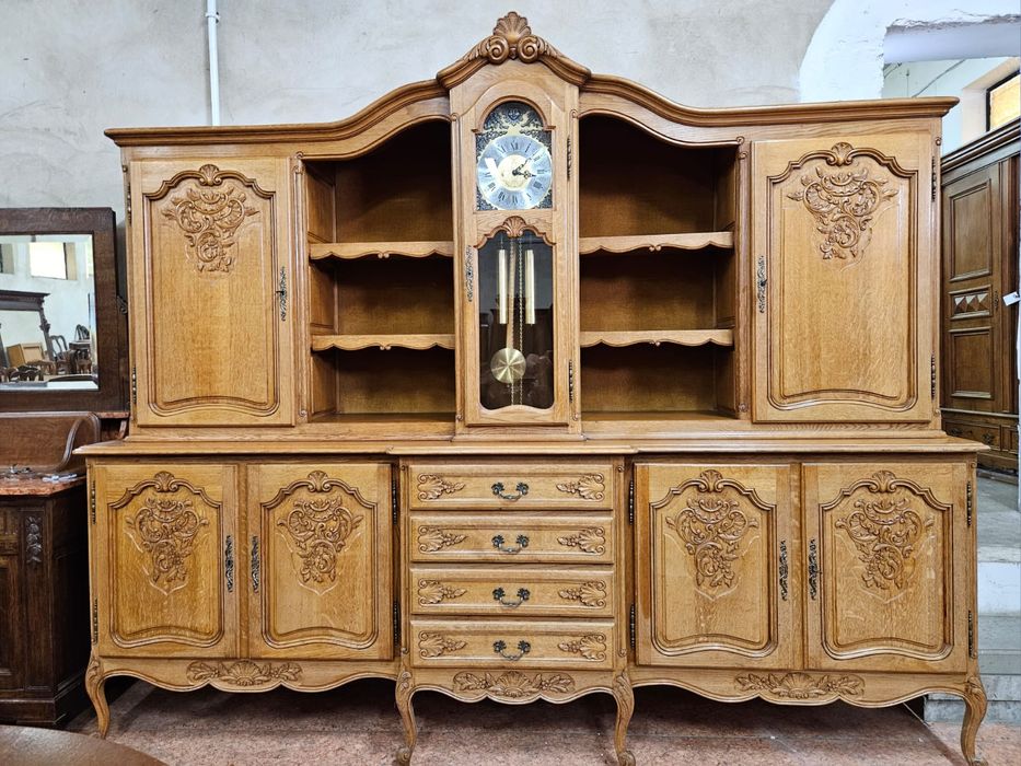Duży francuski kredens Ludwikowski z zegarem