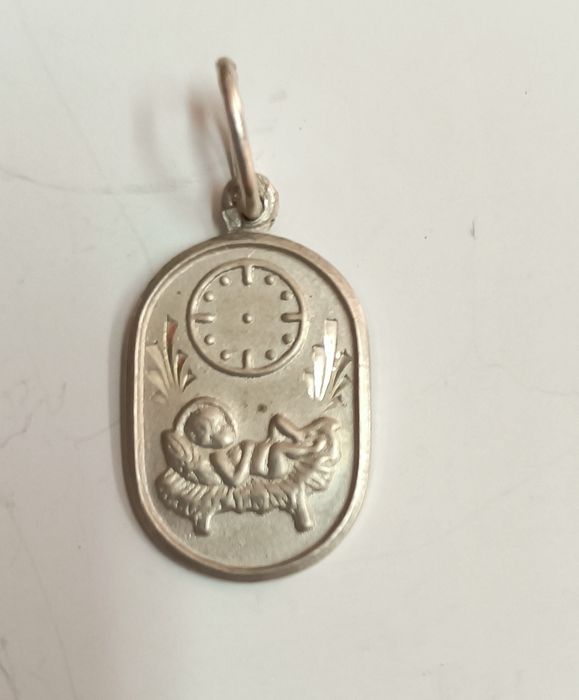 Medalhas religiosas antigas em prata 925 com marca de contraste