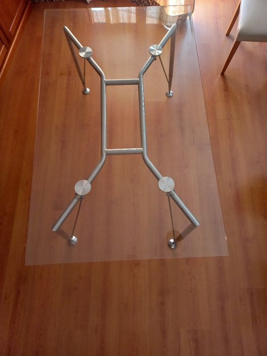 Mesa de vidro pes cromados