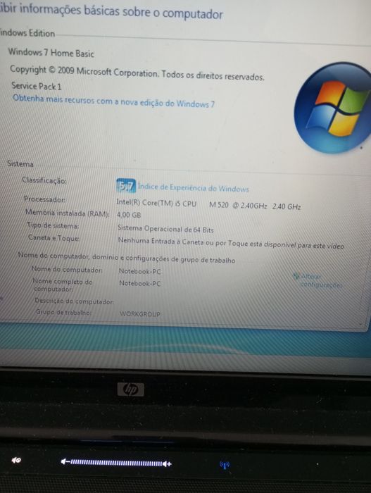 Portátil HP Core i5 funcionando64584924291458122