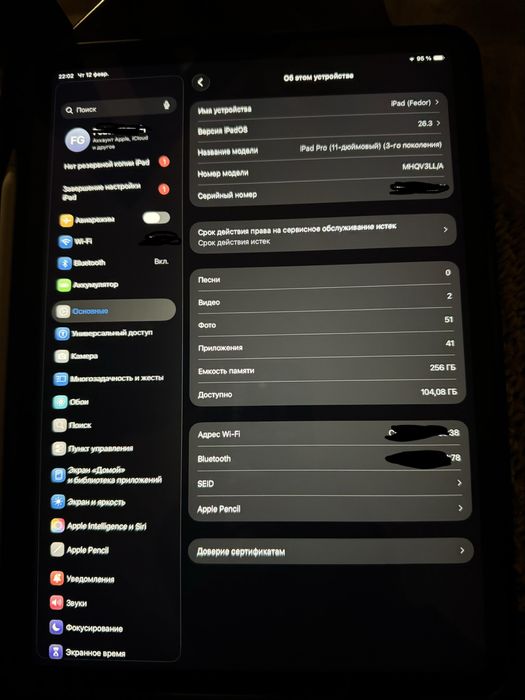 Ipad pro 11’ m1  256gb