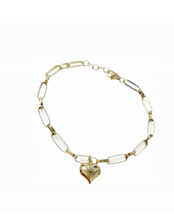 Złota bransoletka serce ankier łańcuch okazała pr 585 dł 19cm