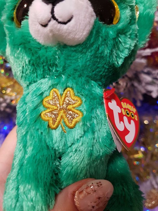 Ty beanie boos глазастик зеленый пес EMERALD 15 см