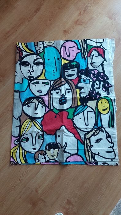 Ikea vintage materiał Faces Gulvi materiał z zasłony kultowej Ikea