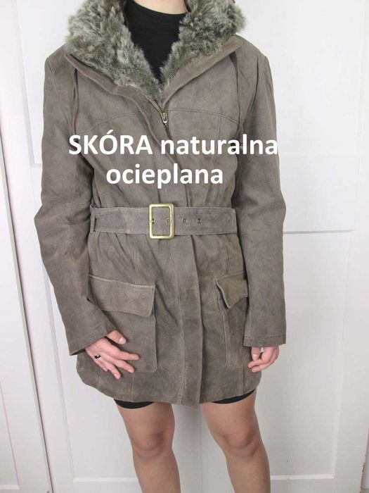 TCM skórzana ocieplana kurtka skóra naturalna vintage S M 36 38
