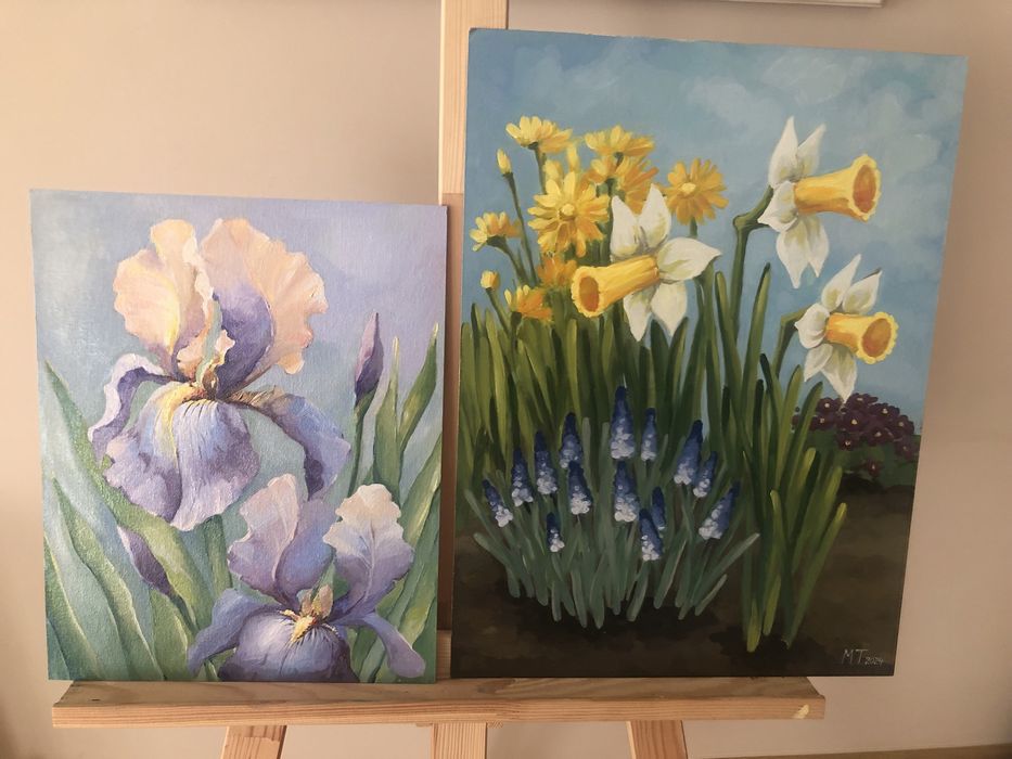 Картина «Весняний квітничок» 30см * 40см і “Іриси» 24 см*30см