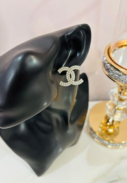 Srebrne kolczyki perełki cc wkrętki