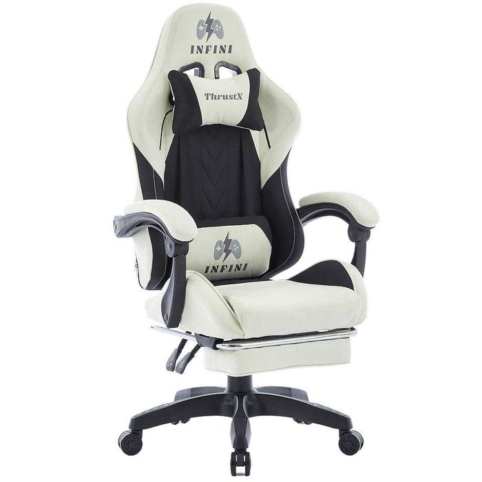 Fotel do biurka ThrustX Kremowy Tkanina Styl i Ergonomia Gaming