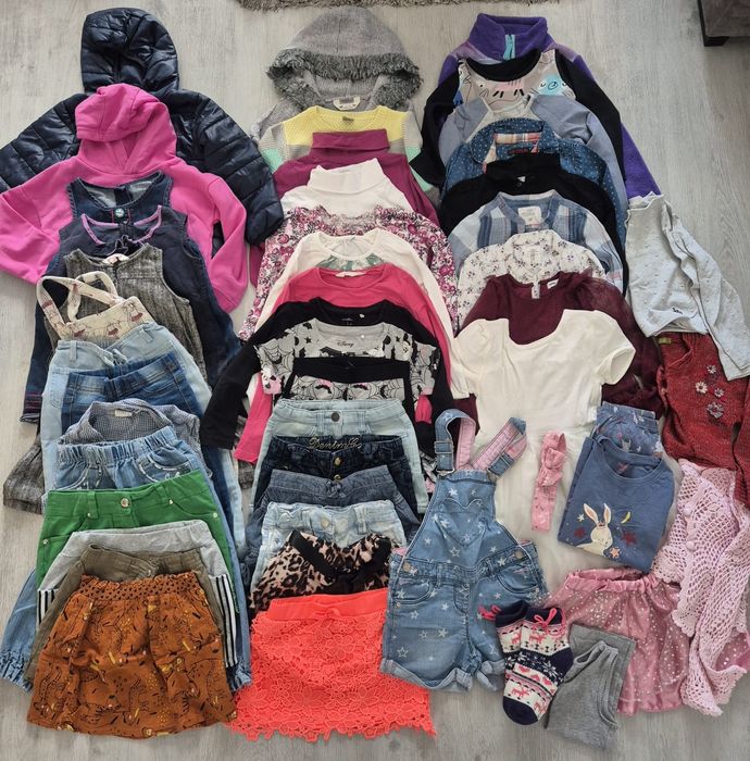 Paka dla dziewczynki r.104 i 110 paczka ubranek 48szt.