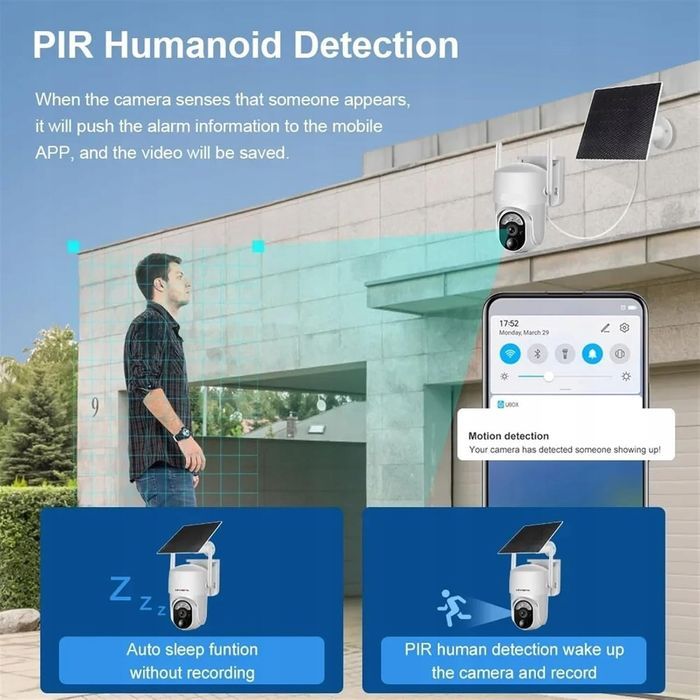 Zewnętrzna Kamera Bezprzewodowa Wifi 4Mp Pir Wykrywająca Człowieka