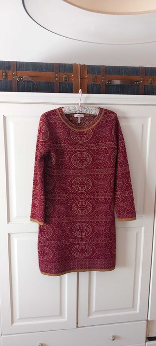 Vestido meia estação/ Inverno camel e bordeaux