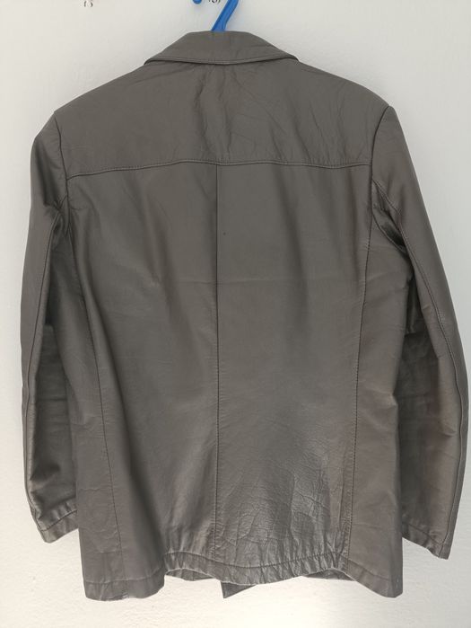 Szara skórzana marynarka rozm XXL