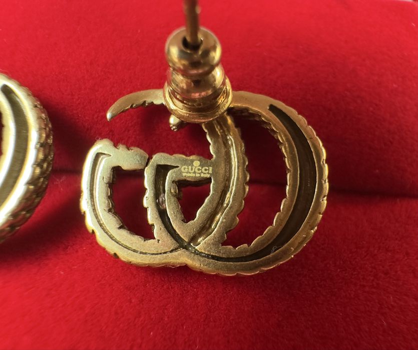 Kolczyki Gucci sztyft stare złoto