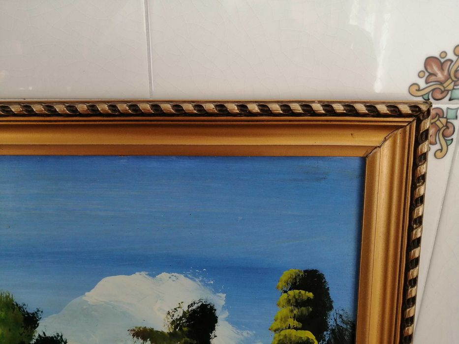 Quadro pintado a óleo - c/ moldura - 105cm x 67cm