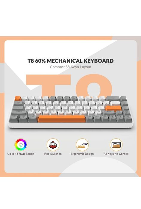 Teclados Mecânicos em Cinza e Rosa