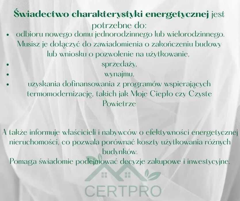 Świadectwa energetyczne,  Audyty / Termowizja Rzeszów, Łańcut, Leżajsk