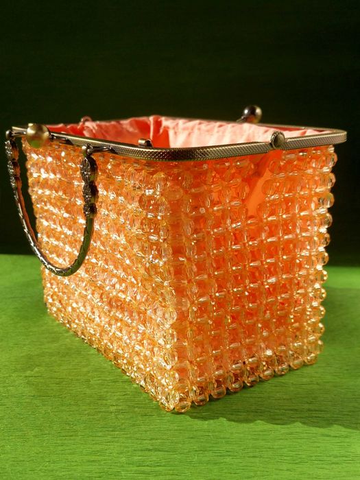 Exclusiva e Única Mala de Miçangas de Cor de Laranja para Senhora