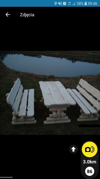 Meble ogrodowe stół ława ławki grube solidne ciężkie różne wzory