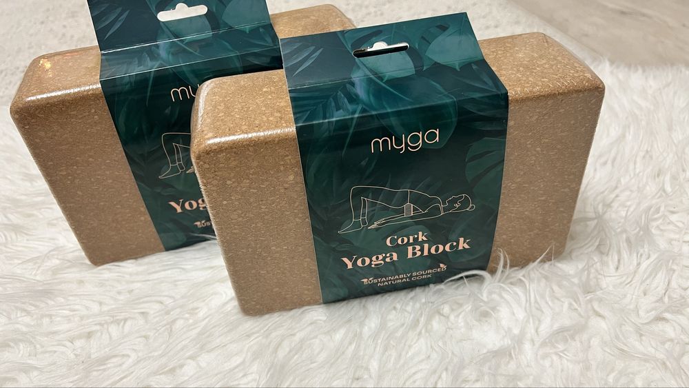 2 sztuki Kostka / bloczek do jogi z korka MYGA – nowe 2 sztuki