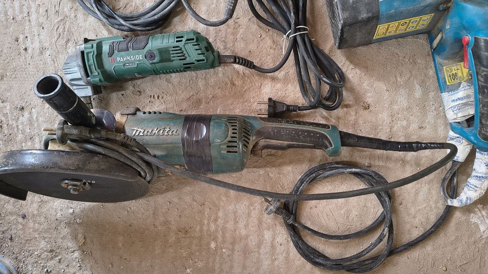 Zestaw elektronarzędzi: Makita, Parkside, Erbauer, Handy i Celma.