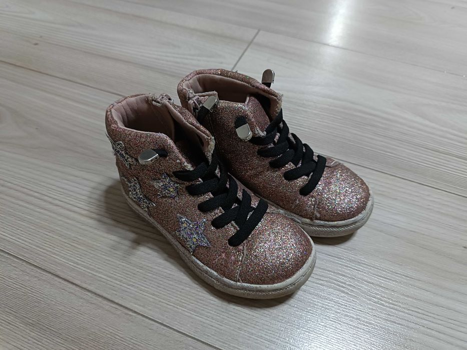Buty botki dla dziewczynki brokatowe używane, rozmiar 24