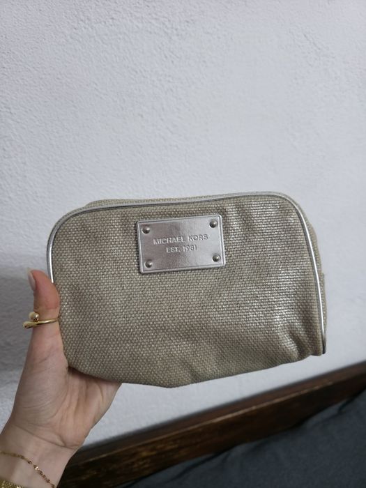 Beżowa torebka Michael Kors set zestaw Michael Kors duża torba shopper tote torba na ramię na plażę lato
