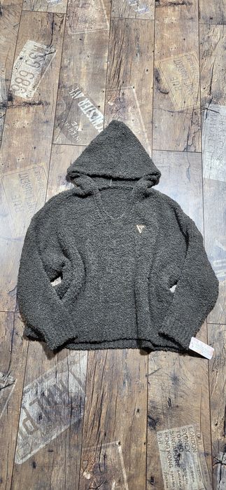 Grafitowy sweter damski baranek kaptur milutki uni