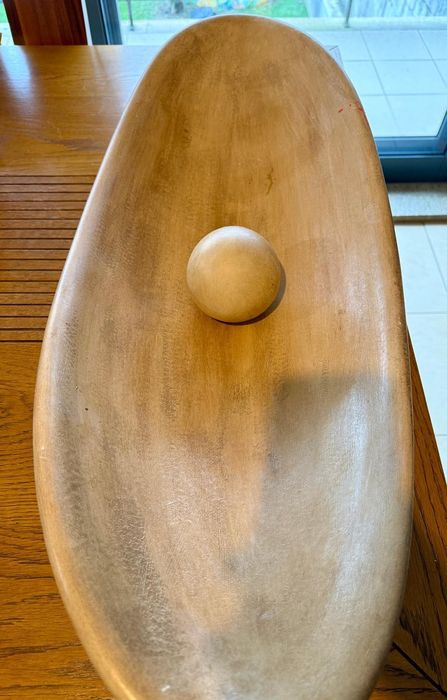 Peça Decorativa - Centro de Mesa em Madeira com Esfera