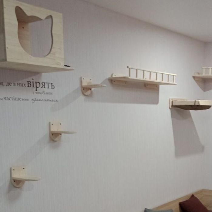 Полки, кігтеточки, будинки, лазелки для котиків