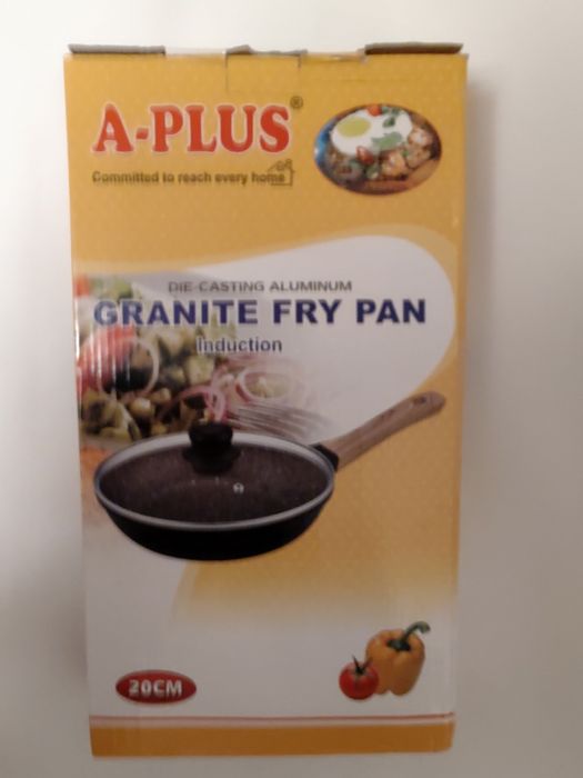 Сковорода с гранитным покрытием d20 см и стеклянной крышкой