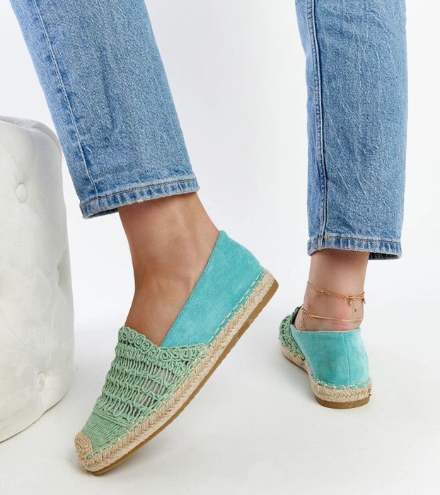 Miętowe ażurowe espadryle Gordana