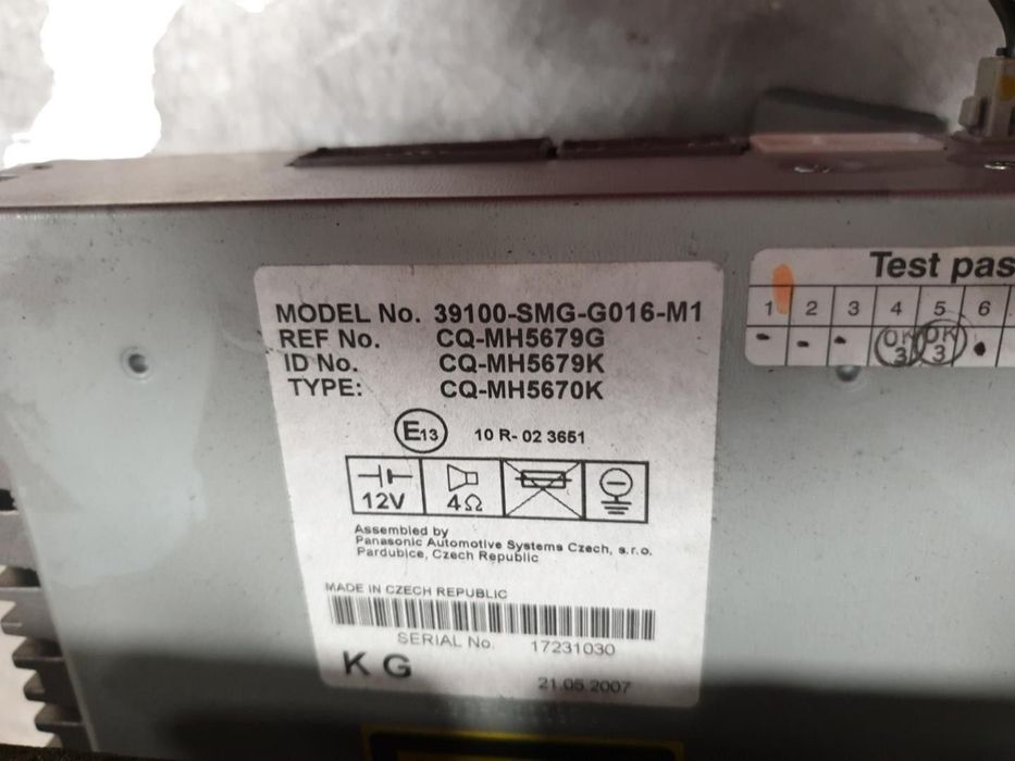 SISTEMA AUDIO / RADIO CD HONDA CIVIC VIII HATCHBACK 2007
