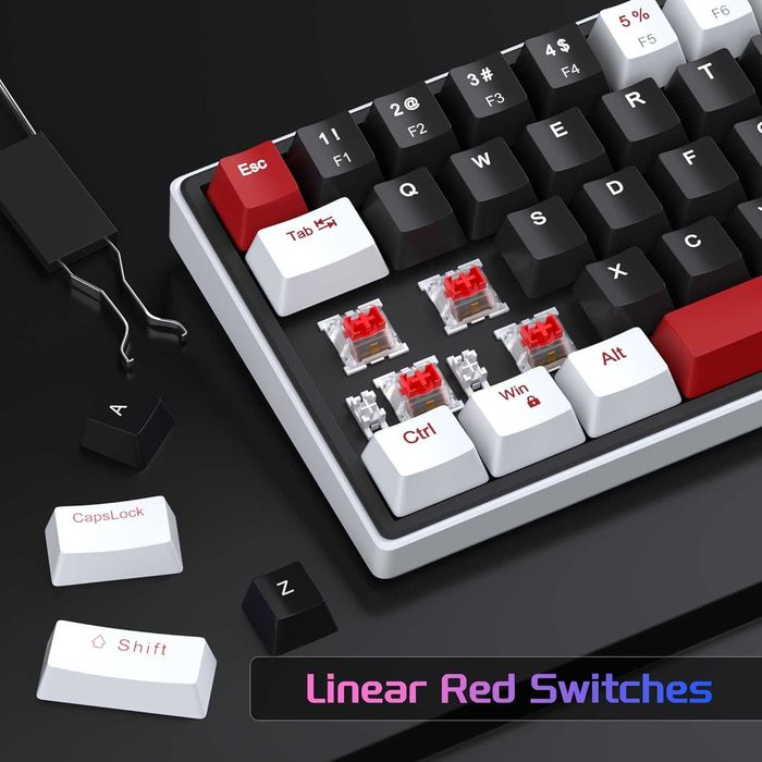 Mechaniczna klawiatura gamingowa SKY68 60% RED Switch LED Niebieski816