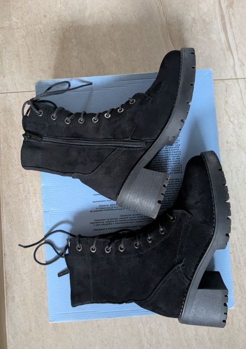 Kozaki damskie 38 Jenny fairy zamszowe ocieplane botki czarne zamek