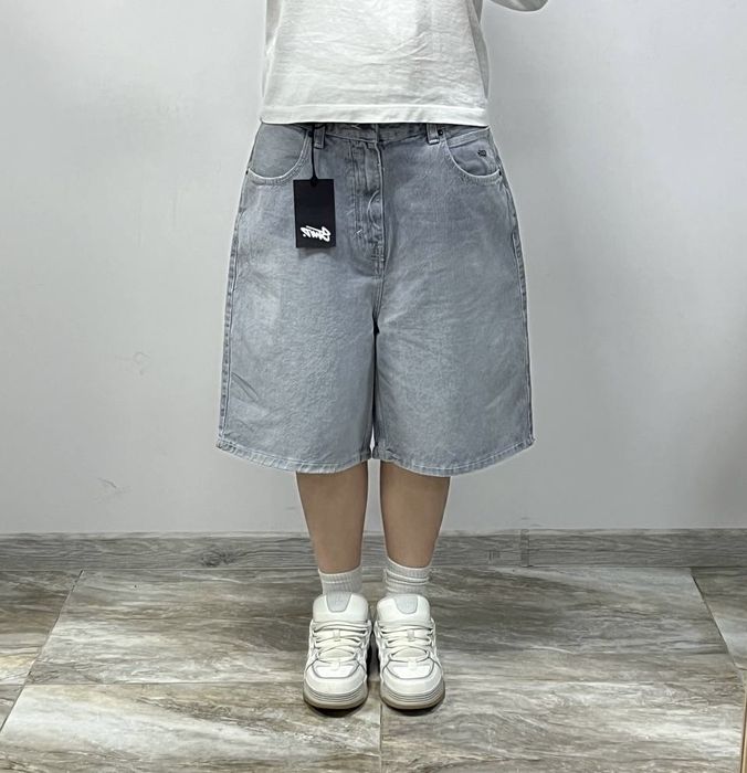 Нові широкі сірі шорти джинсові BAGGY LOOSE fit широкие шорты sk8 fubu