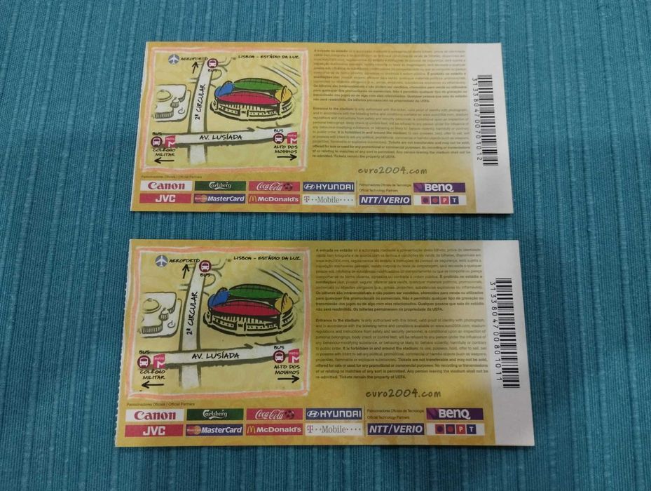 Vendo 2 bilhetes da final do Euro 2004