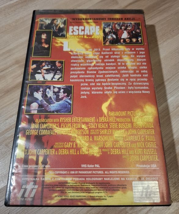 Kurt Russell  Escape ucieczka z los angeles VHS