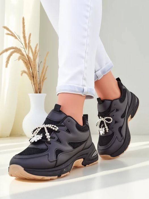 4 KOLORY 36 37 38 sneakersy 39 40 41 z kokardką perełkami platforma