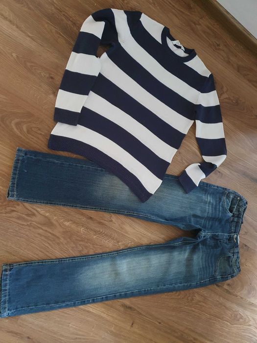 Spodnie jeans dla chłopca 146 sweter
