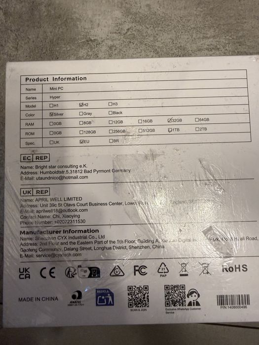Mini PC Hyper H2 – i9-11900H, 32GB RAM, 1TB SSD (Nowy)