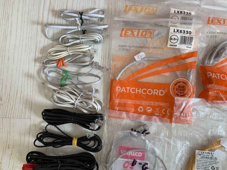 Zestaw kabli RJ10, USB, telefoniczny, drukarkowy, sieciowy