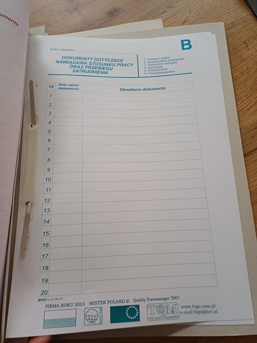 Nowe 4szt Teczki na akta osobowe